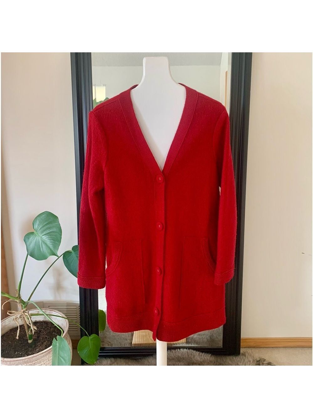 Stella Carakasi Red Wool Long Cardigan Sweater